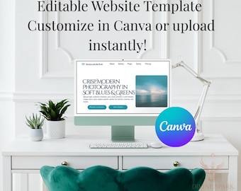 Website-Vorlage für Fotografen (Canva) – Modernes Portfolio, Buchungsformular, Galerie & Preisliste | Hellblau/Grün