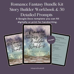 Romance Fantasy Story Builder Workbook + 50 Detailed Prompts | Ultimate Writing Bundle