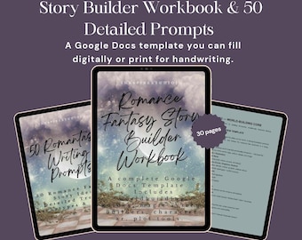 Romance Fantasy Story Builder Workbook + 50 Detailed Prompts | Ultimate Writing Bundle