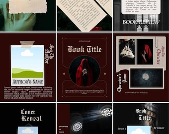 Gothic Instagram Vorlagen für Autoren | Dark Bookstagram Canva Kit (PDF Digitaler Download)