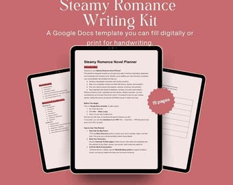 Steamy Romance Writing Planner | Novel Outline, Character Sheets, Scene Tracker & Plot Prompts