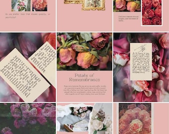 Pink Roses Instagram Post Template | Canva Bookstagram for Authors, Readers (Digital Download)