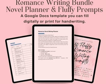 Planificador de escritura de novelas románticas + 50 frases románticas fáciles • Plantilla de Google Docs para escritores