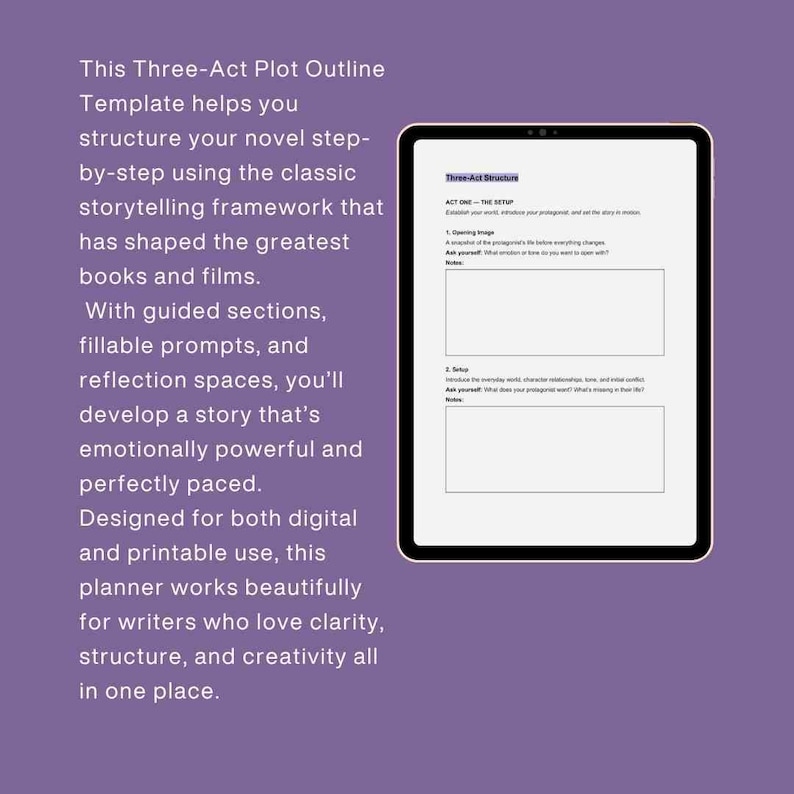 Three Act Story Outline Template | Google Docs Plot Planner for Writers ...