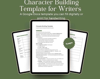 Charakterentwicklungsvorlage für Autoren | Bearbeitbares Google Docs Zeichenblatt