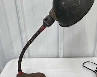 Vintage Art Deco Gooseneck Desk Lamp | Russell Cast Iron Task Light
