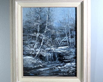 Original Dark Winter Landscape Oil Painting by Judie Hurt-Scalf
