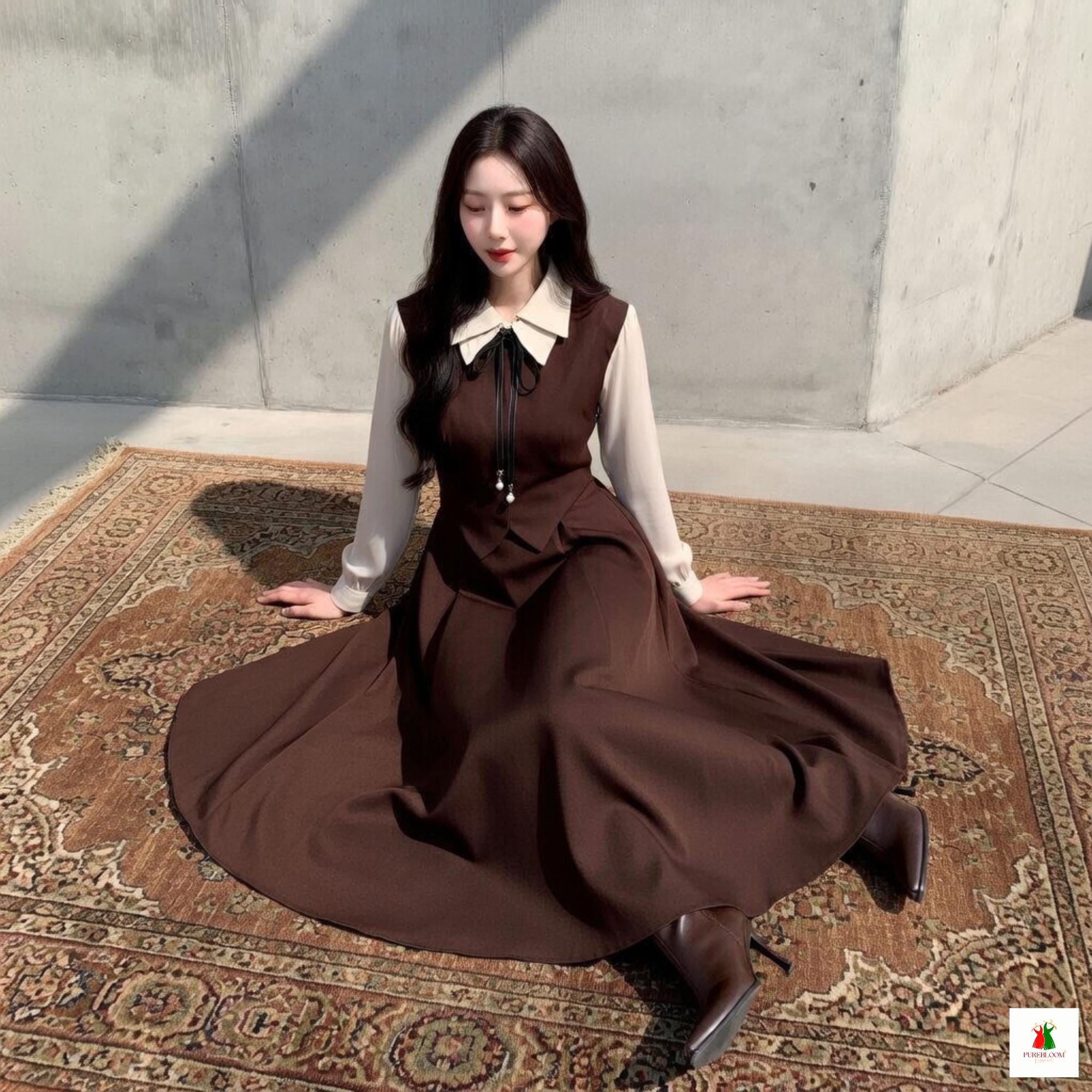 korean cottagecore dress Vintage Meadow Cottagecore Dress Ivory / S