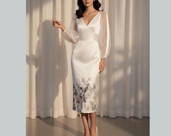 Wedding Guest Dress | Classy Garden Party Dress | Spring Outfit Summer Dress | Vintage Inspired Fashion,Bridesmaid Dress | Slim Pencil Dress