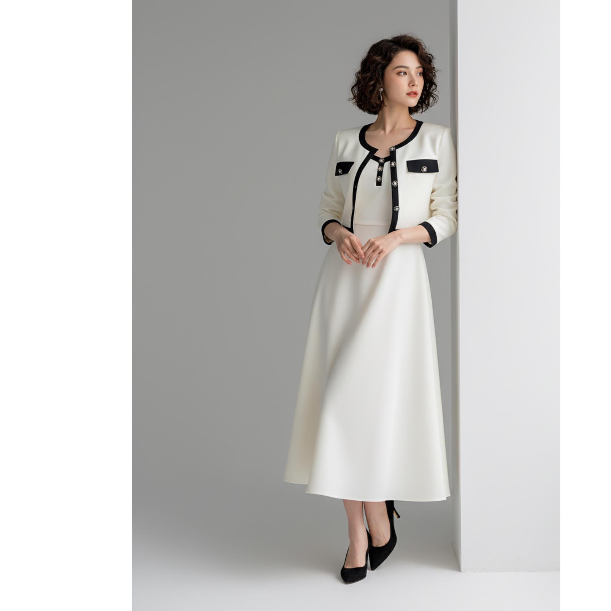 White Tweed Dress Midi - Etsy