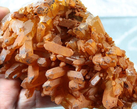 Natural Tangerine Quartz (612g) Cluster from Minas Gerais, Brazil; Raw Mineral