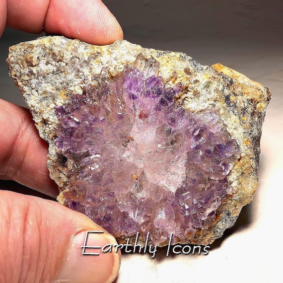 Full Amethyst Flower Specimen from Himachul Pradesh, India; Raw Radial Amethyst Flower; Indian Amethyst