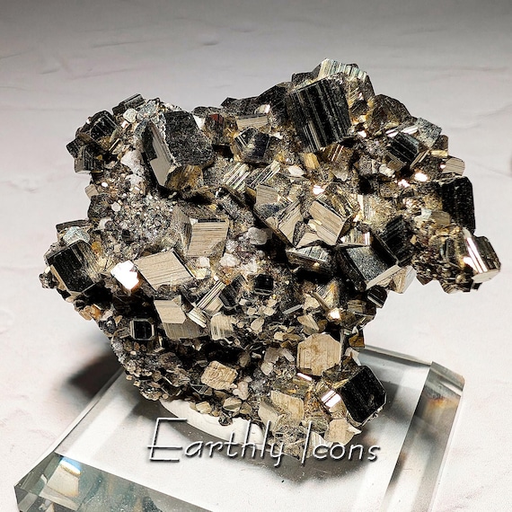 Pyrite Crystal Cluster from Huanzala Mine, Peru; Pyrite Cluster; Raw Pyrite Specimen; Peruvian Pyrite Crystal