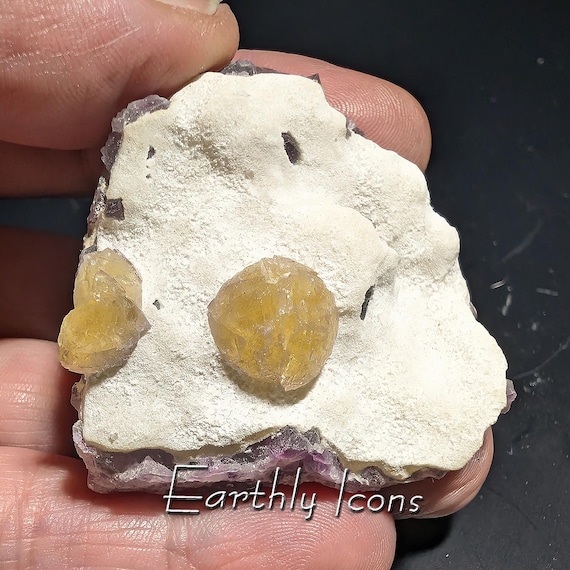 Botryoidal Yellow Fluorite with Purple Fluorite from Yangjia Mine, Wuyi County, Zhejiang, China; Rare Fluorite Find