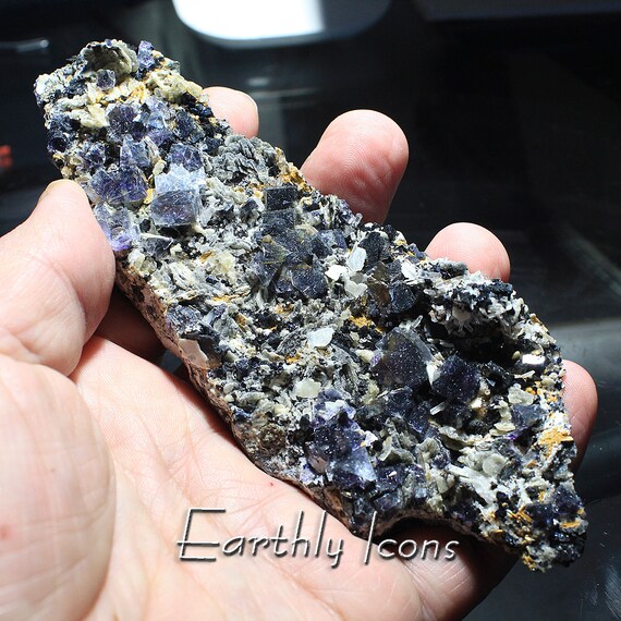 Fluorite with Boulangerite from Yaogangxian Mine, Hunan Province, China; Yaogangxian Fluorite; Needle included Fluorite