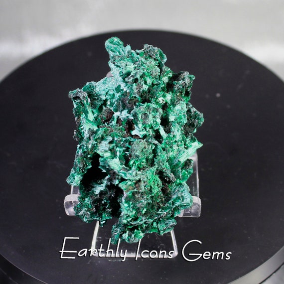 Fibrous Chatoyant Malachite Specimin / Raw Metaphysical Mineral / Velvet Green Collector Stone / Congo