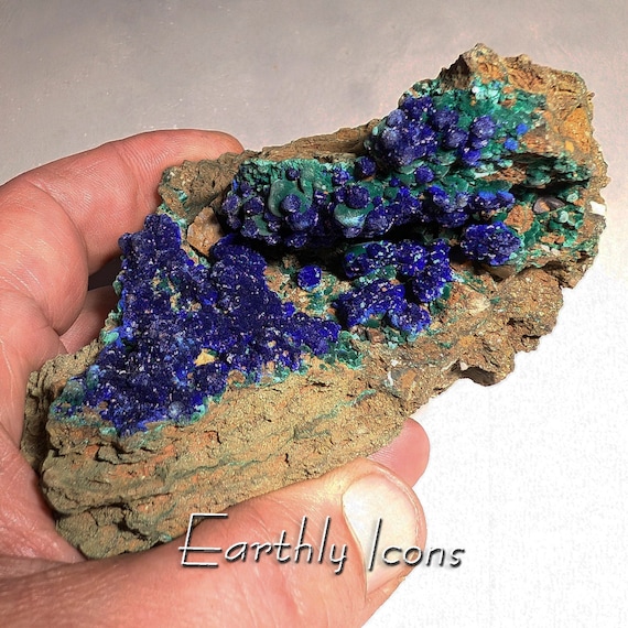 Unique Azurite and Malachite from Congo; Azurite Balls; Raw Natural Azurite Mineral Specimen
