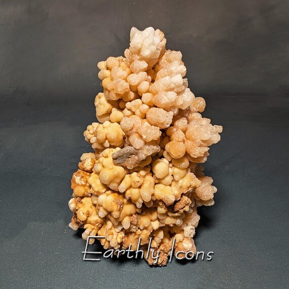 Orange and White Aragonite aka Cave Calcite from Inner Mongolia; Natural Cave Calcite Specimen; Druzy Aragonite; Raw Aragonite