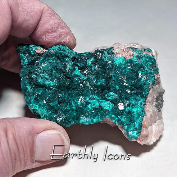 Dioptase from Democratic Republic of Congo; Raw Mineral Specimen; Dioptase Crystals; Raw Dioptase Mineral; Green Crystals