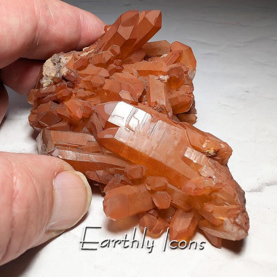 Natural Tangerine Quartz Crystal Specimen from Minas Gerais, Brazil; Hematoid Quartz Specimen; Raw Tangerine Quartz