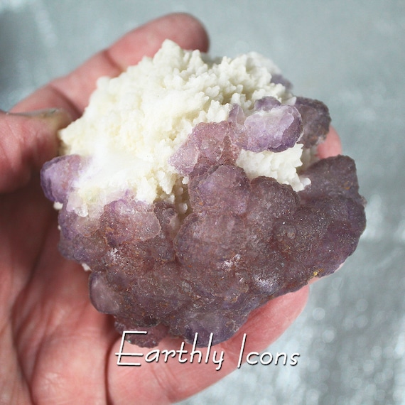 Fluorite With Calcite From Navidad Mine, Durango, Mexico; Purple Fluorite Crystal Cluster; Mexican Fluorite; Natural Raw Fluorite Specimen