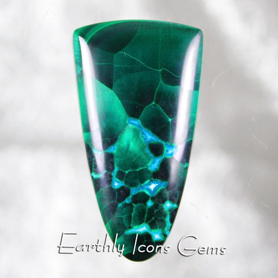 Chatoyant Malachite with Chrysocolla Designer Cut Cabochon