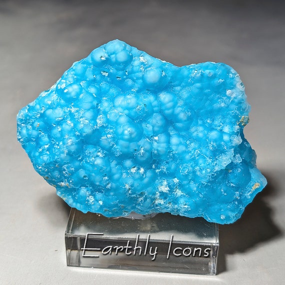 Top Color Botryoidal Blue Hemimorphite Specimen from DR Congo; Raw Hemimorphite Mineral Specimen; Blue Hemimorphite Mineral