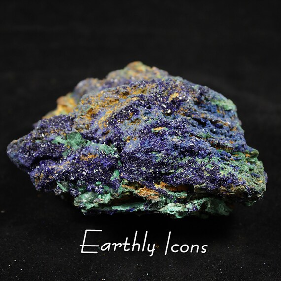 Glittering Azurite and Malachite (553g) Crystal Specimen; Azurite Crystals; Raw Azurite with Malachite; Malachite Crystal