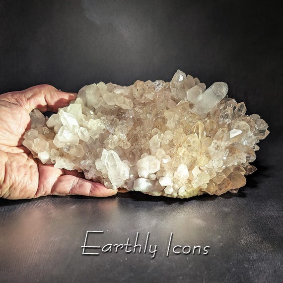 Large Clean Himalayan Quartz Cluster Specimen from Pradash, India; Raw Mineral Specimen; Healing Crystals