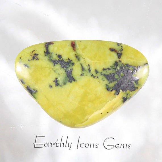 Lemon Turquoise (Tiggerite and Hematite) Designer Cut Cabochon, Designer Cabochons