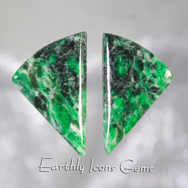 Maw Sit Sit Jadeite Designer Cut Cabochon Pair; Chromium Jadeite Burma