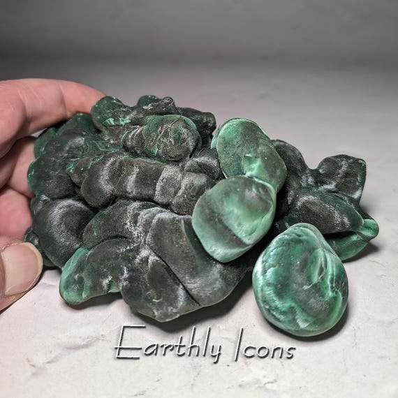 Chatoyant Botryoidal Malachite from Guangdong Province, China; Raw Metaphysical Mineral; Velvet Green Collector Stone; Chinese Malachite