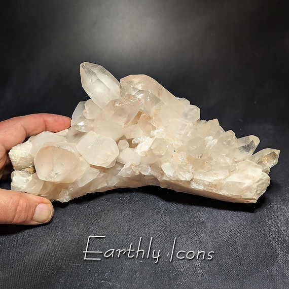 Large (5lbs/2.26kg) Himalayan Quartz Cluster Specimen from Pradash, India with Large Crystal Points; Raw Mineral Specimen; Healing Crystals