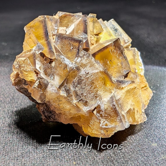 Yellow Fluorite with Blue Zoning from Valzergues, France; French Fluorite Specimen; Rare Fluorite; Raw Fluorite