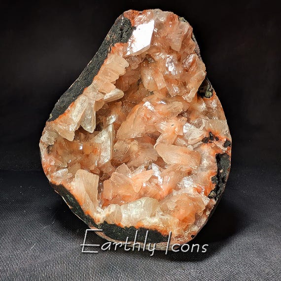 Large Gemmy Red Heulandite Cave from Nashik, India; Red Heulandite Crystal Cluster; Heulandite Mineral Specimen; Decorator Display