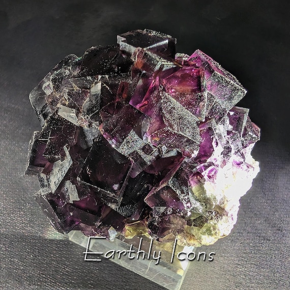 Fluorite from Okorusu Mine; Okorusu Fluorite Crystal Specimen; Purple with Blue Fluorite Crystals; Raw Fluorite Crystal from Namibia