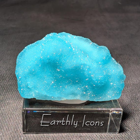 Top Color Druzy Blue Hemimorphite Specimen from Congo (Brazzaville); Raw Hemimorphite Mineral Specimen; Blue Hemimorphite Mineral