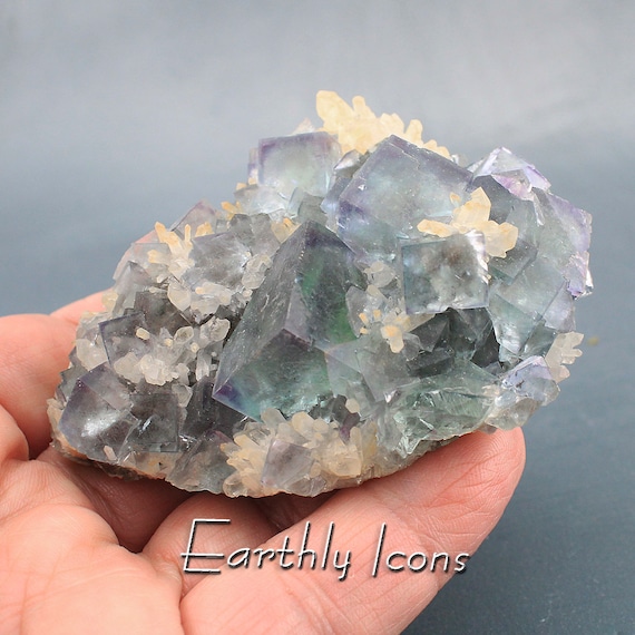 Fluorite with Quartz from Okorusu Mine "A" Pit; Okorusu Fluorite Crystal Specimen; Multi Color Fluorite Crystal; Raw Fluorite Crystal
