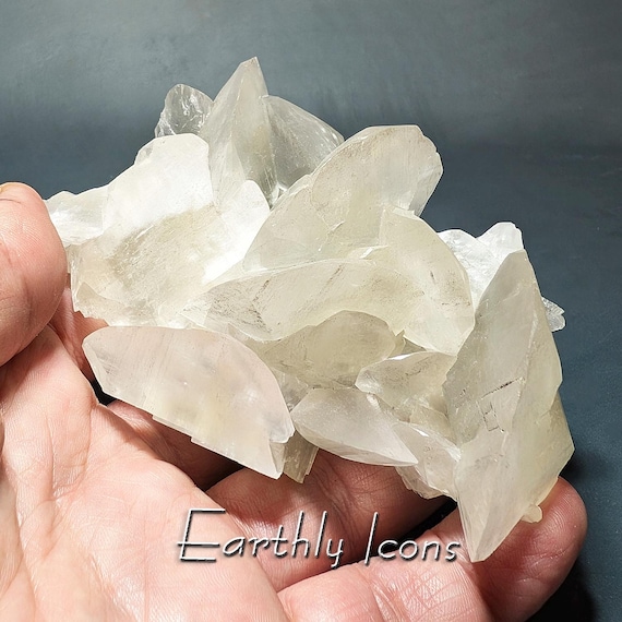 Bladed Calcite from Hubei Province, China; Raw Calcite Mineral Specimen; Chinese Bladed Calcite Cluster; Fluorescent Calcite
