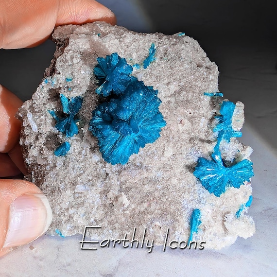High End Cavansite and Stilbite on Heulandite from Poona, India; Blue Mineral Crystal; Metaphysical Mineral; Transformational Energy Crystal
