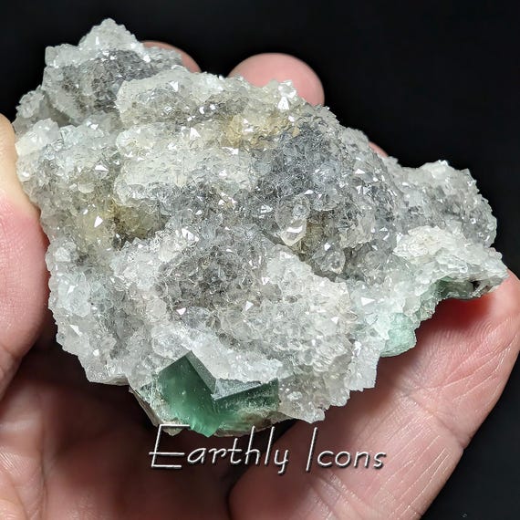 Fluorite with Druzy Quartz from Druzy Dreams Pocket, Rogerley Mine, Co. Durham, England; English Fluorite