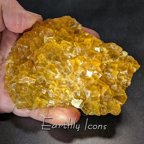 Superb Golden Yellow Fluorite from Moscona Mine, Spain; Yellow Flourite Cluster; Spanish Fluorite; Fluorite Mineral Specimen; Raw Mineral