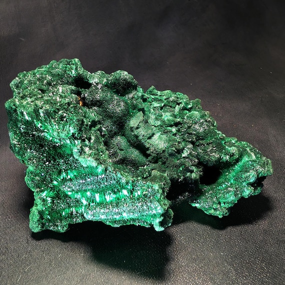Fibrous Chatoyant Malachite; Mashamba Mine, Congo (Brazzaville); Crystal Home Decor