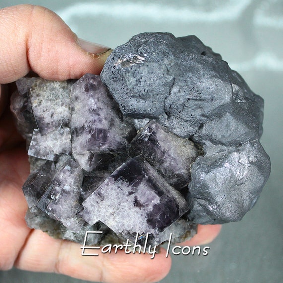 Fluorite and Galena (985g) Purple Rain Pocket, Lady Annabella Mine; Raw Purple Fluorite; Lady Annabella Purple Fluorite; English Fluorite