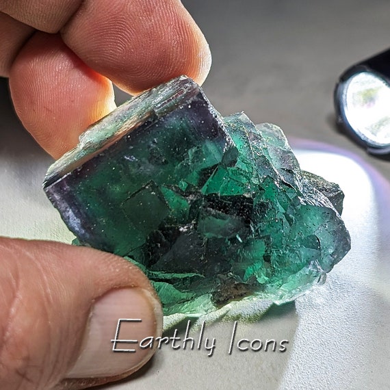 Fluorite from Superior Mine, Nigeria; Bi-Color Fluorite Crystals; Raw Mineral Specimen; Raw Fluorite; Fluorescent Nigierian Fluorite