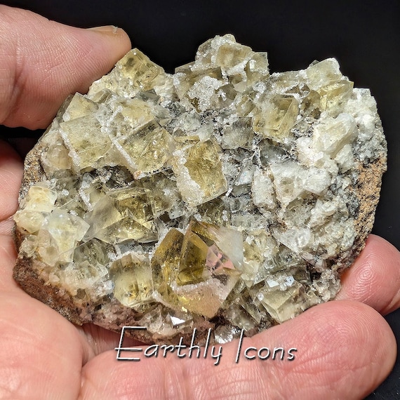 Fluorite from Lemon Meringue Pocket, Lady Annabella Mine, England; Fluorite with Druzy Quartz; English Fluorite; Yellow Fluorite Crystals