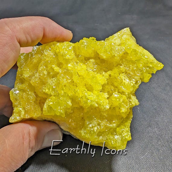 Stellar Natural Sulfur Specimen from Italy; Neon Yellow Sulfur Crystals; Raw Naturally Occurring Sulfur Crystals