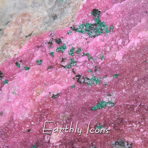 Druzy Pink Cobalto Calcite and Malachite Specimen; Cobaltoan Calcite; Cobaltocalcite; CobaltoCalcite ande Malachite Crystal Cluster Specimen