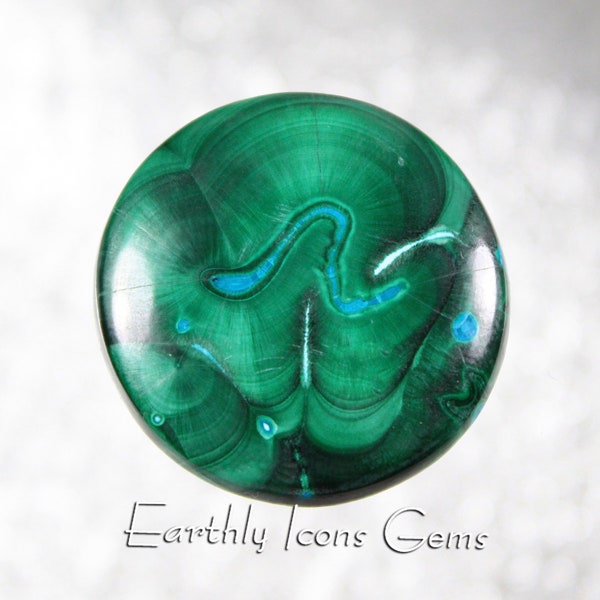 Rare Chatoyant Malachite with Chrysocolla Designer Cut Cabochon