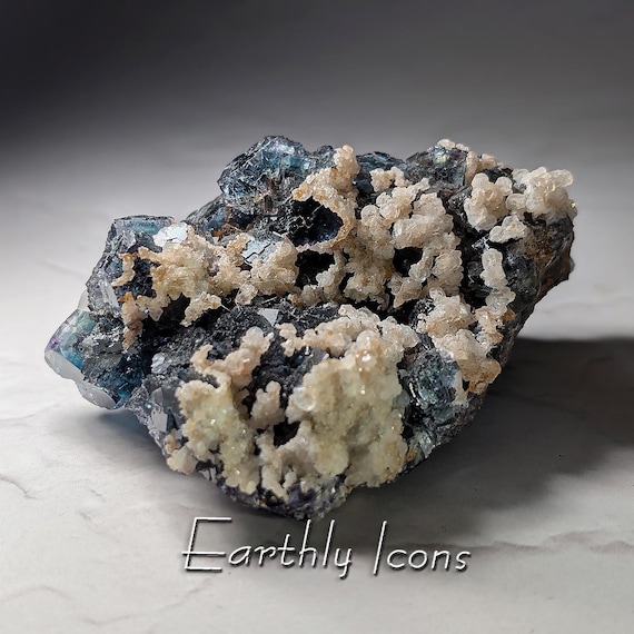 Deep Teal Fluorite with Dolomite from Okorusu Mine; Okorusu Fluorite Crystal Specimen; Rare Teal Fluorite Crystals; Raw Fluorite Crystals